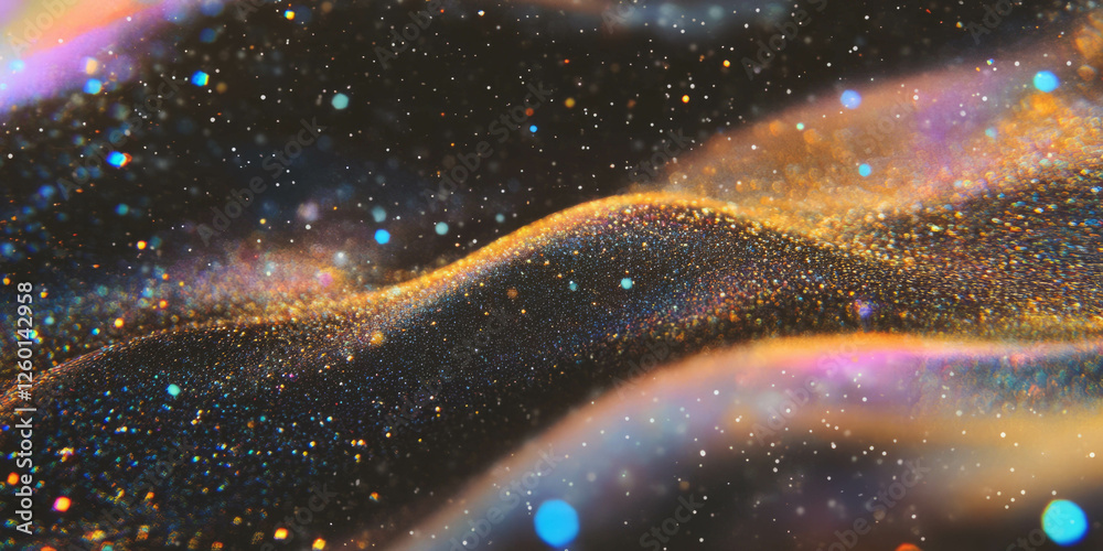 Poster Vibrant bokeh texture with overlapping sparkles on a dark background