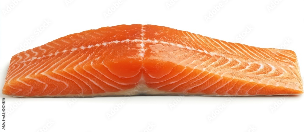 Poster salmon fillet on a white background with vibrant orange color and smooth texture showcasing freshnes