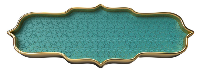 Elegant Teal and Gold Ornate Frame, Decorative Banner, Islamic Pattern