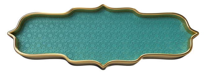 Elegant Teal and Gold Ornate Frame, Decorative Banner, Islamic Pattern