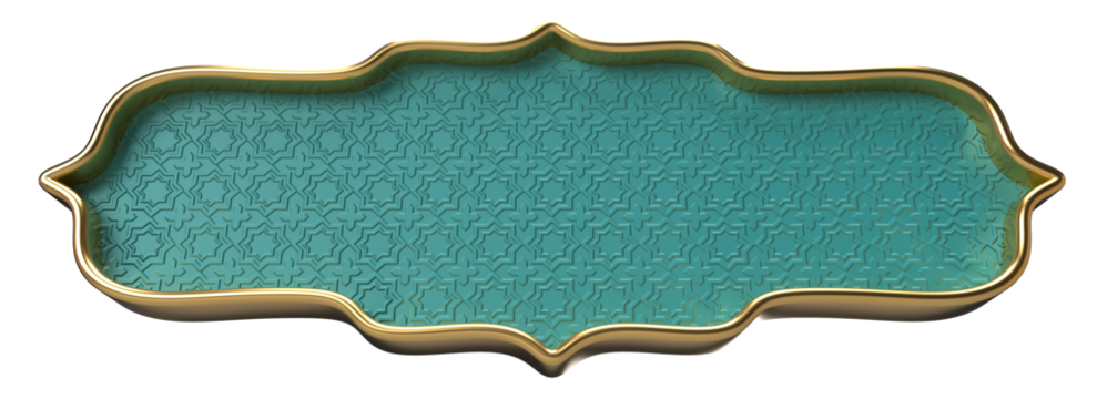 Elegant Teal and Gold Ornate Frame, Decorative Banner, Islamic Pattern