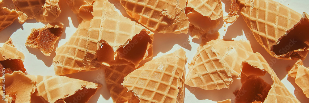 Poster light brown cone wafers feature large irregular shapes and a crumbly texture