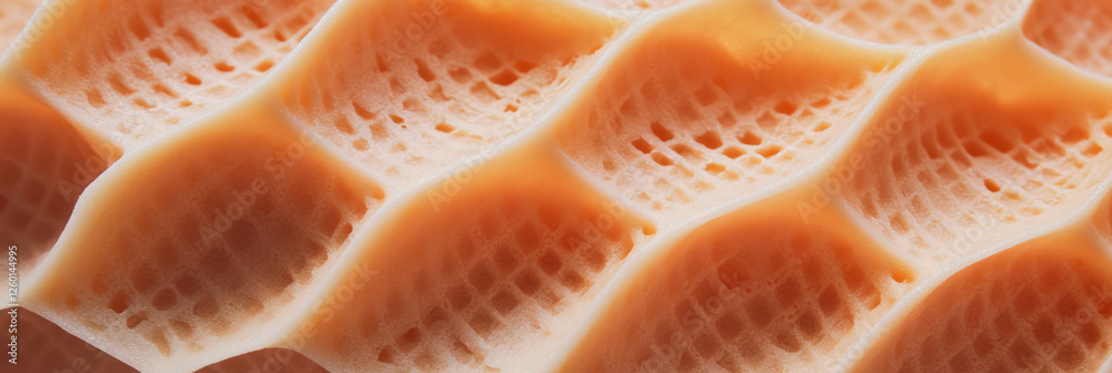 Poster Light brown cone wafer texture with intricate grid patterns and soft curves