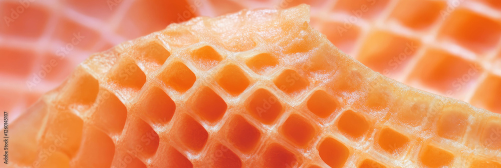 Poster Texture of light brown cone wafer showcasing intricate square grids and lines in detail