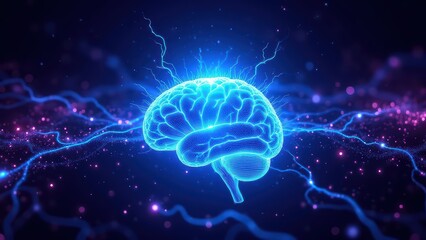 Fototapeta premium glowing brain, neural network, intelligence, mind power