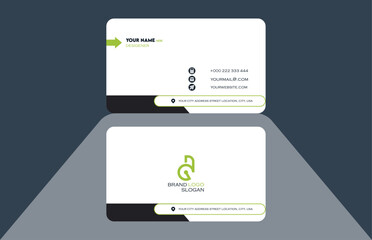 Creative simple and clean business card design, with d latter logo, white visiting card template,