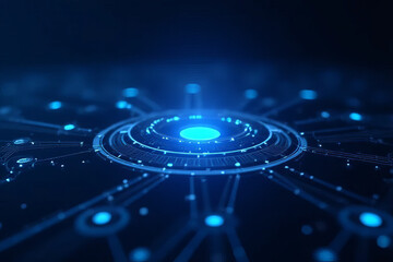 Futuristic digital technology background with glowing blue circles and lines