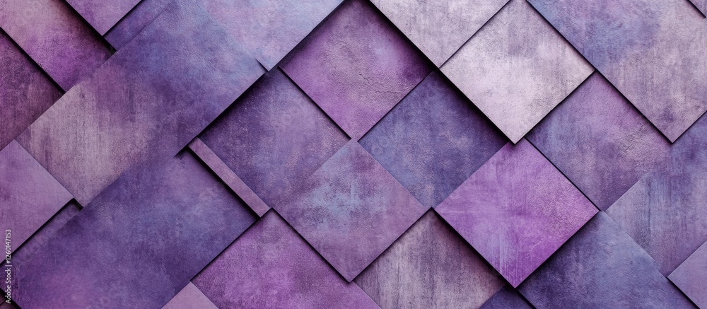 Aufkleber Geometric abstract purple tile wallpaper with textured layers arranged in varying shades of purple, creating a captivating aesthetic backdrop.