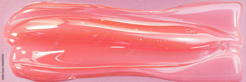 Poster light glossy pink gel with smooth texture and reflective sheen on a soft background