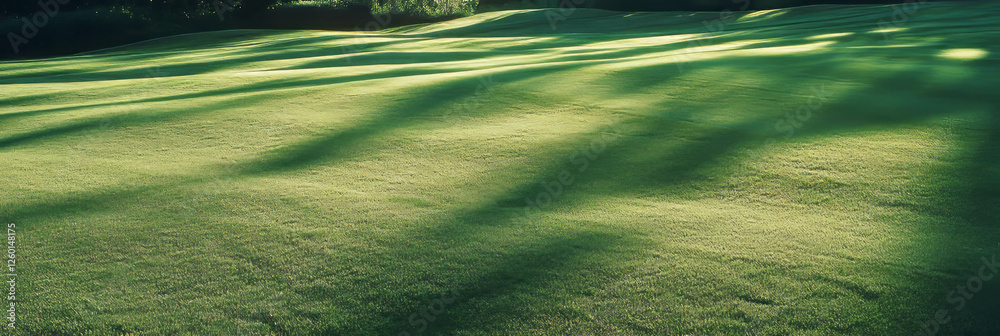 Aufkleber light green fairway grass texture viewed from above with dense blades and subtle sheen