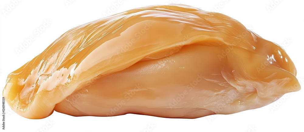 Poster Raw chicken breast fillet displayed on a white background showcasing its smooth texture and natural color with a defined clipping path for clarity