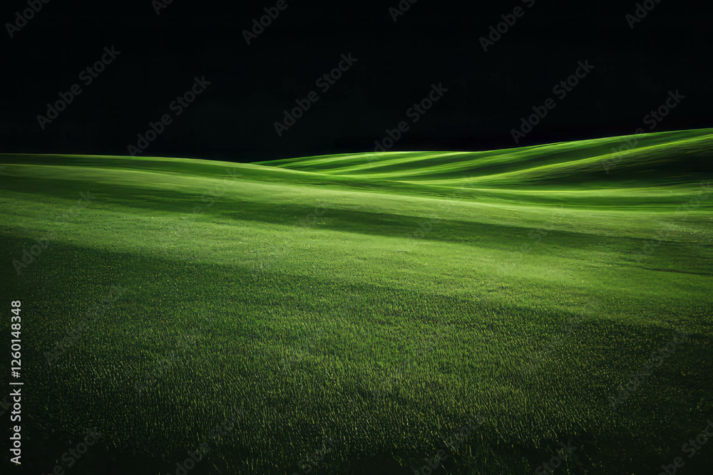 Aufkleber light green fairway with distinct mowing lines and even texture on dark background