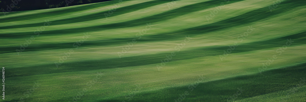 Poster Light green fairway showcasing subtle mowing patterns in a top view perspective