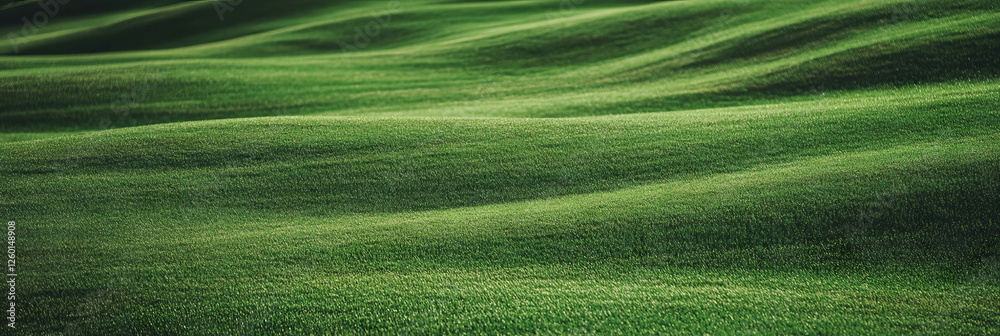 Poster Light green fairway with subtle texture and smooth rolling surface viewed from above