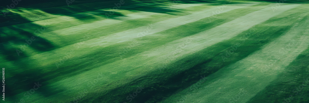 Poster Light green fairway with smooth rolling surface and subtle texture from a top view perspective