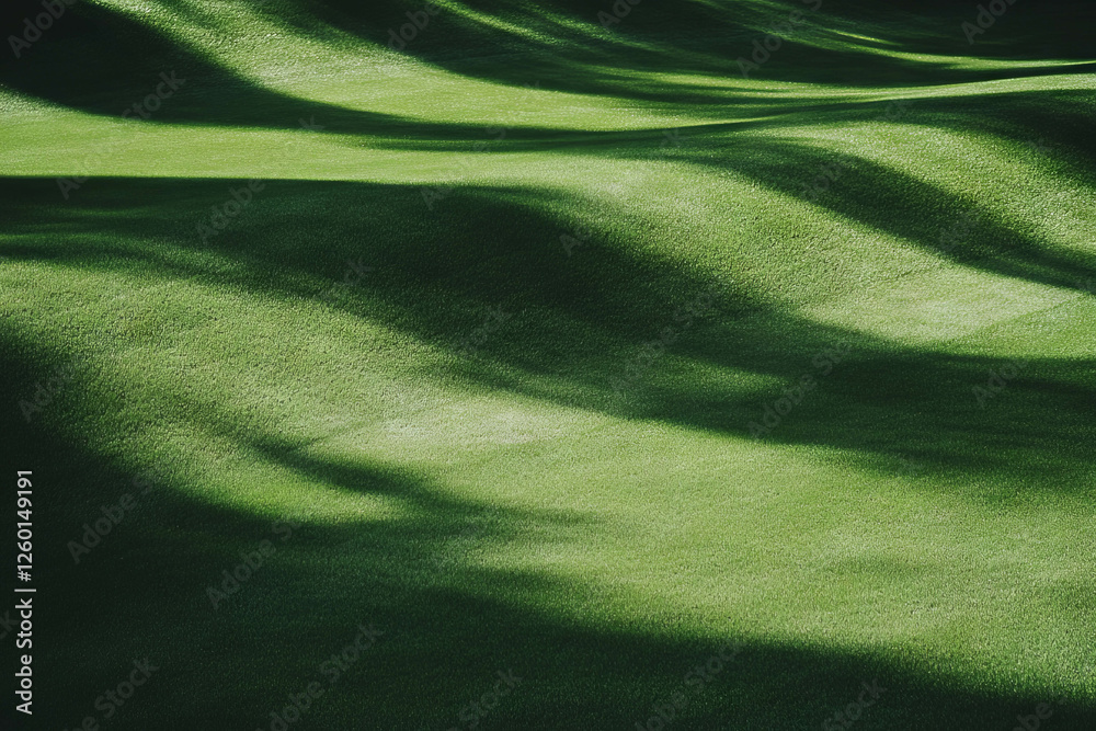 Poster subtle undulations of a light green fairway with smooth rolling texture against a dark backdrop