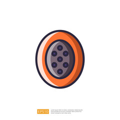 Papaya Fruit and Healthy Food. Simple Minimalist Vector Flat Outline. Fresh Fruit Illustration Icon