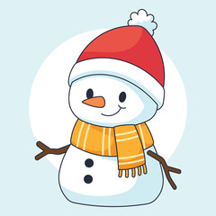 Flat Vector Snowman Illustration