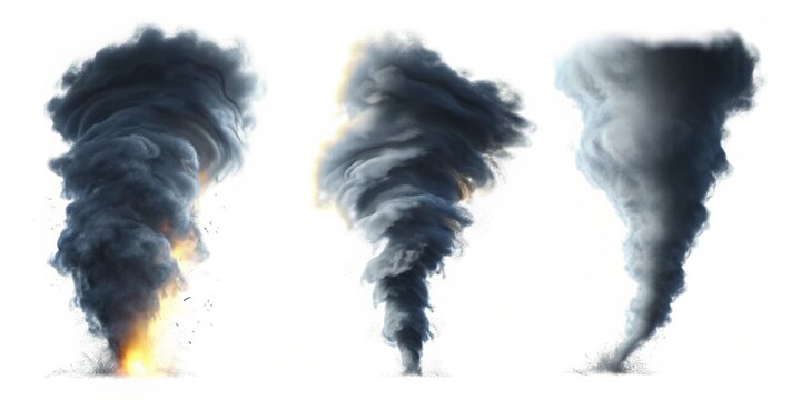 dramatic tornados in various formations weather phenomenon transparent background