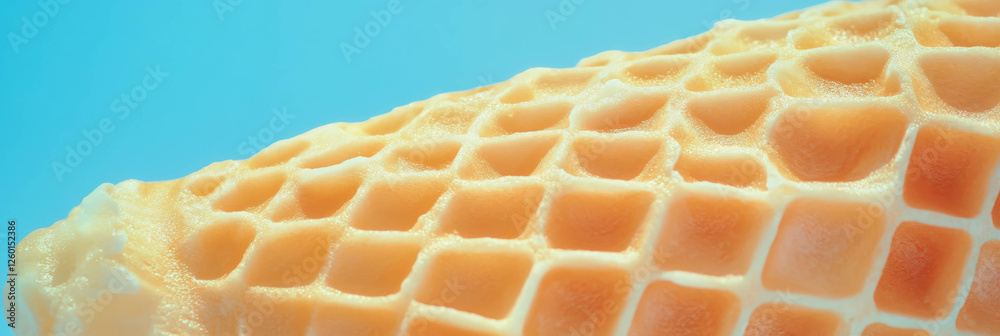 Poster Light yellow cone wafer texture showcasing fine triangular grid patterns in bright background
