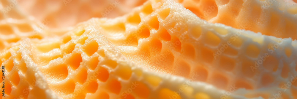 Poster Texture of light yellow cone wafer with intricate triangular patterns showcasing delicate details
