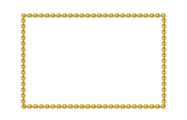 Vintage rectangular frame, gold chain, isolated. Empty copy space for paintings, mirrors or photo. Vintage simple frame. Beautiful golden style decorative border, jewel deco elegant art object. Png il