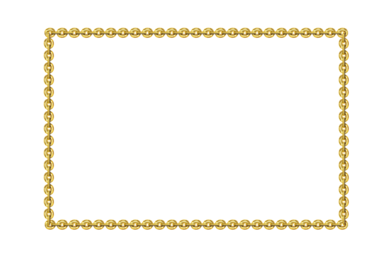 Vintage rectangular frame, gold chain, isolated. Empty copy space for paintings, mirrors or photo. Vintage simple frame. Beautiful golden style decorative border, jewel deco elegant art object. Png il