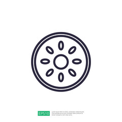 Minimalist Line Icon Of A Circular Fruit Slice With Seeds Representing Freshness Illustration Design For Healthy Food Products Graphics Or Website Elements Using A Stylized Visual