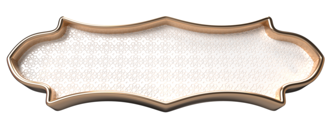 Elegant Rose Gold and White Decorative Tray with Intricate Pattern - Isolated on Black Background