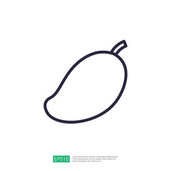 Simple Line Icon of a Mango in Minimalist Style with Clean Lines and White Background