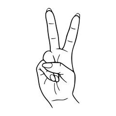 peace sign with hand