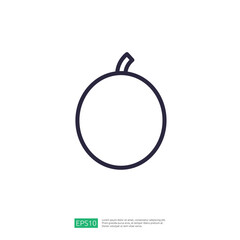 Minimalist Outline Icon Of An Orange Fruit With Simple Design Elements