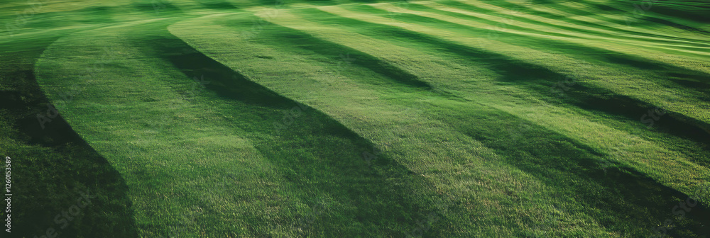Aufkleber lush green fairway with closely mown grass and subtle ripples creates a beautiful pattern