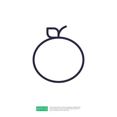 Minimalistic Line Art Illustration of an Orange Fruit with Leaf in Simple Design
