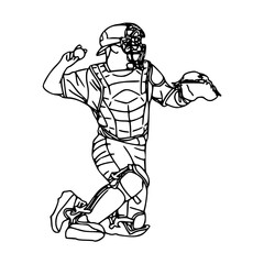 a black and white drawing of a baseball player in action 