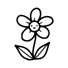 hand drawn funny cartoon face of daisy flower