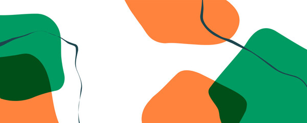 Ireland flag colors. Abstract background with various curved bright colored shapes and bent lines for creative graphic design. Vector illustration.