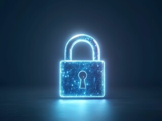 Fototapeta premium A glowing digital padlock symbolizing cybersecurity and data protection against threats.
