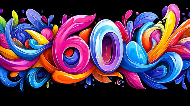 Colorful 60th Anniversary Design, Floral Background