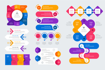 Collection colorful infographic elements 01