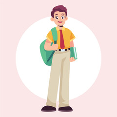 Flat Vector Student School Illustration