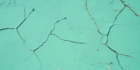 Fototapeta premium Mint green wall texture with cracked plaster and subtle grunge details