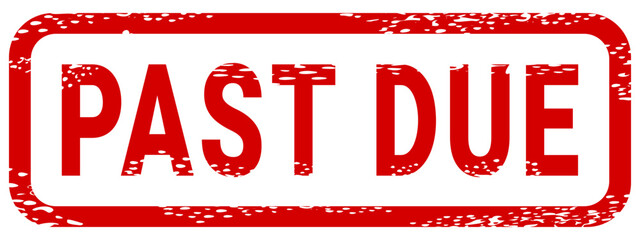 Dirty red stamp mark "PAST DUE" surrounded by a rounded frame (cut out)