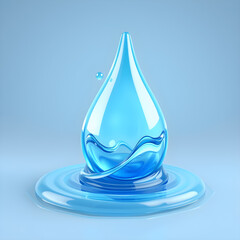 Fototapeta premium Water droup icon 3d render illustration. Generative AI
