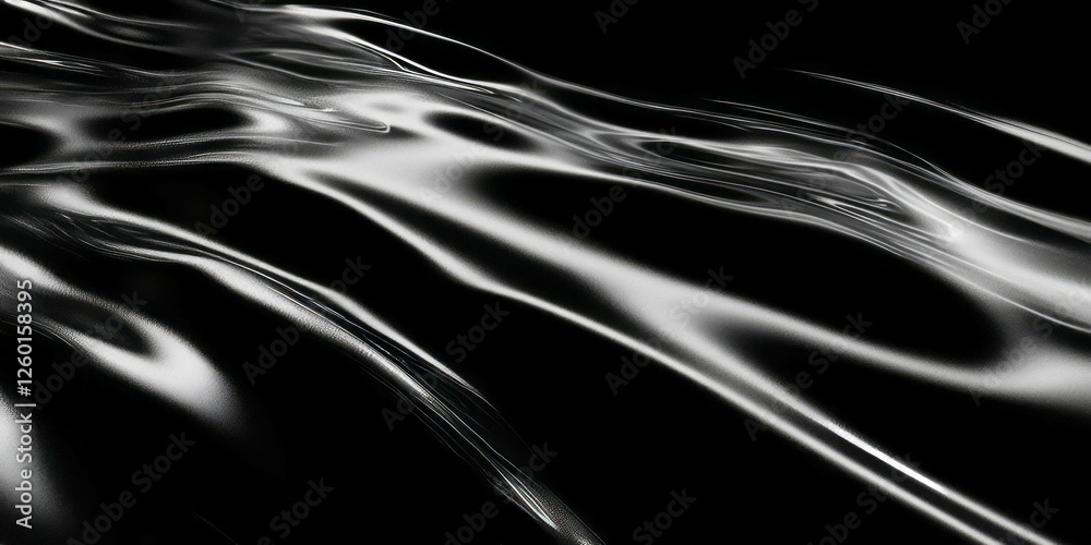 Poster Mottled black and white texture with blurred edges and soft diffusion effect on dark background