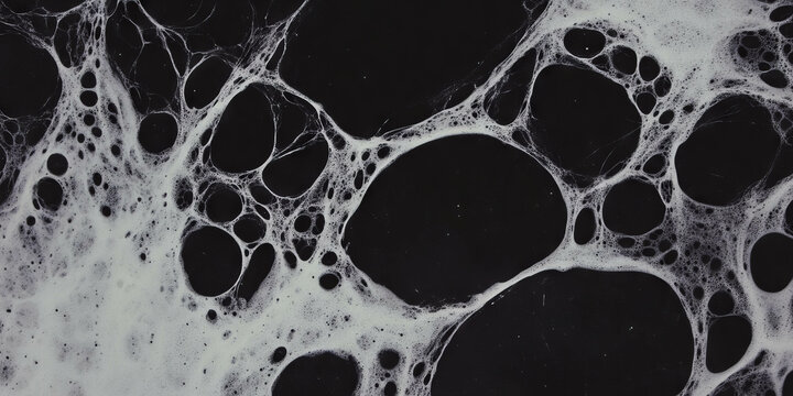 Mottled black and white texture featuring dense dots and shadows against a dark background