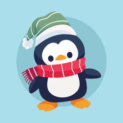 Flat Vector Animal Winter Character Illustration