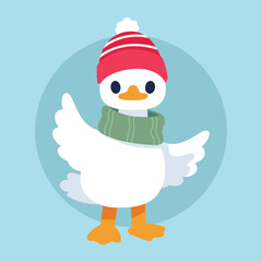 Flat Vector Animal Winter Character Illustration