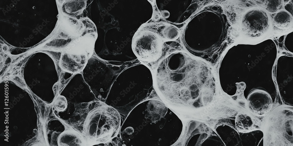 Poster Mottled black and white texture with overlapping patterns and dark shadows