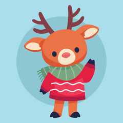 Flat Vector Animal Winter Character Illustration
